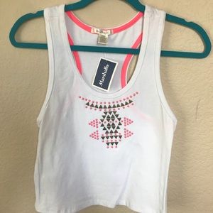 White Crop Tank with Embellishments